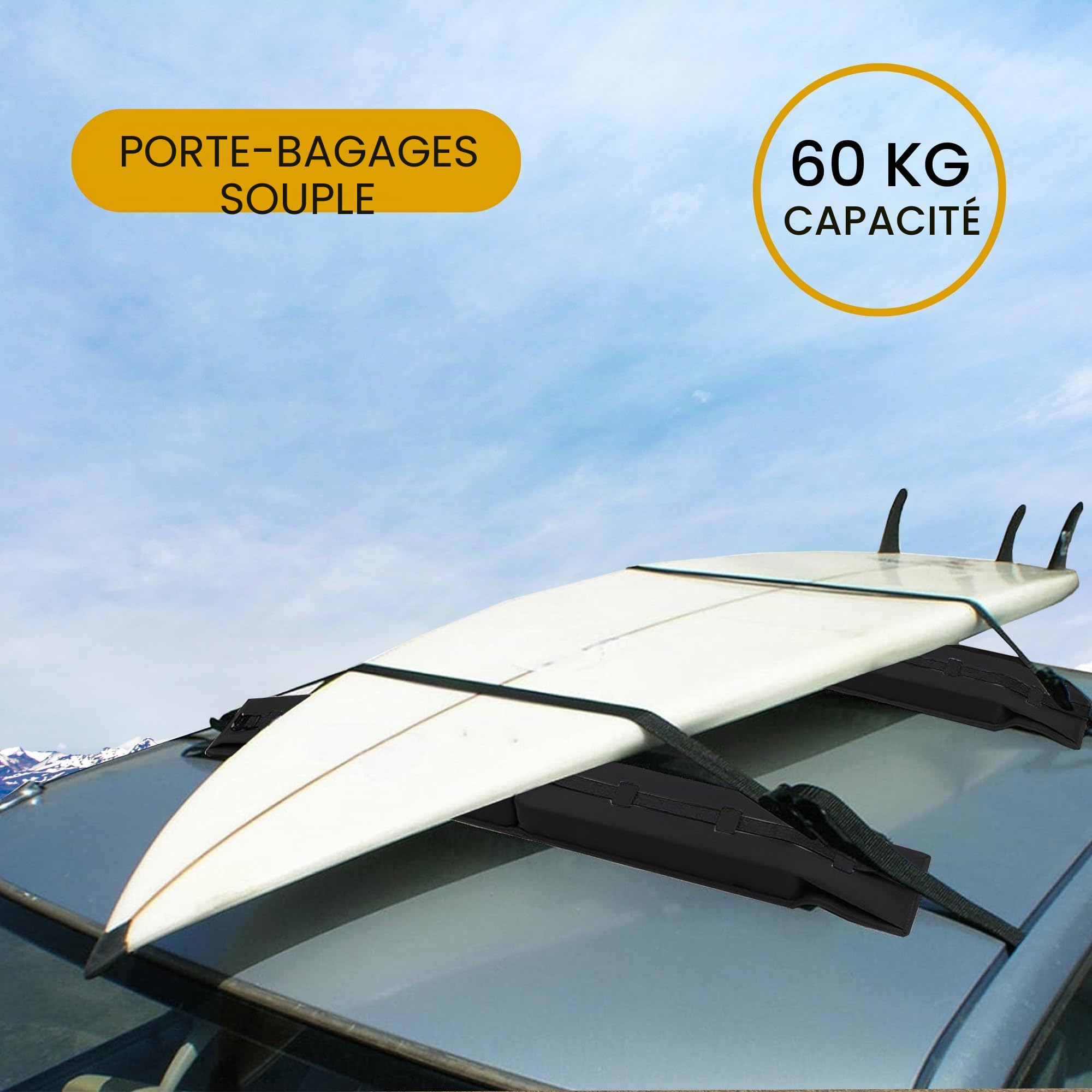 𝗕𝗮𝗿𝗿𝗲𝘀 𝗱𝗲 𝗧𝗼𝗶𝘁 𝗨𝗻𝗶𝘃𝗲𝗿𝘀𝗲𝗹𝗹𝗲𝘀, Support de Toit de Voiture Universel pour Voyage, Coussinets de Bagages Pliables Souples, Barre Portable pour Le Transport.