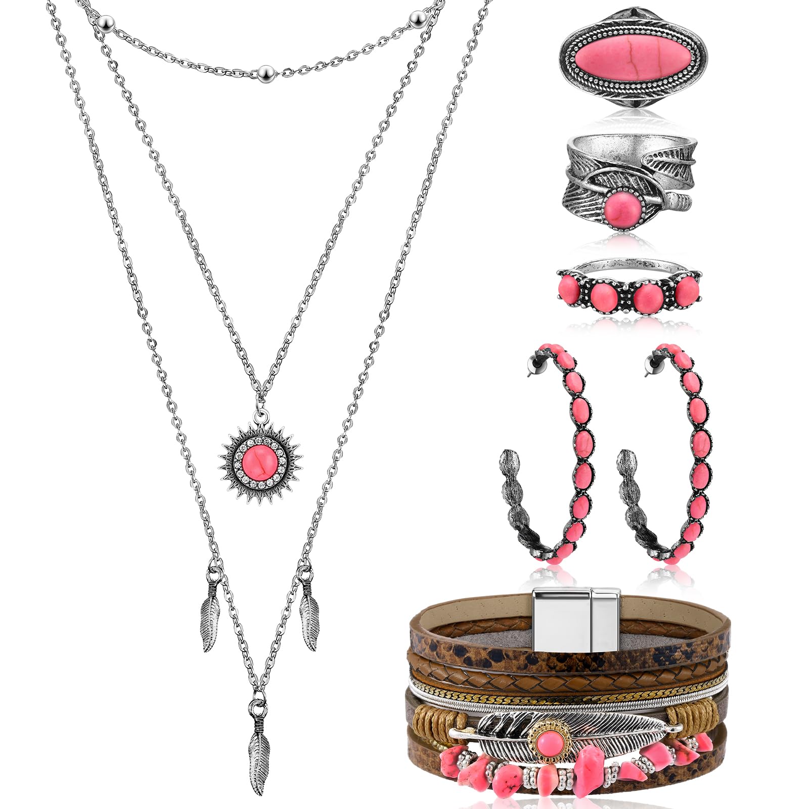 Ecally Western Turquoise Jewelry Set for Women
