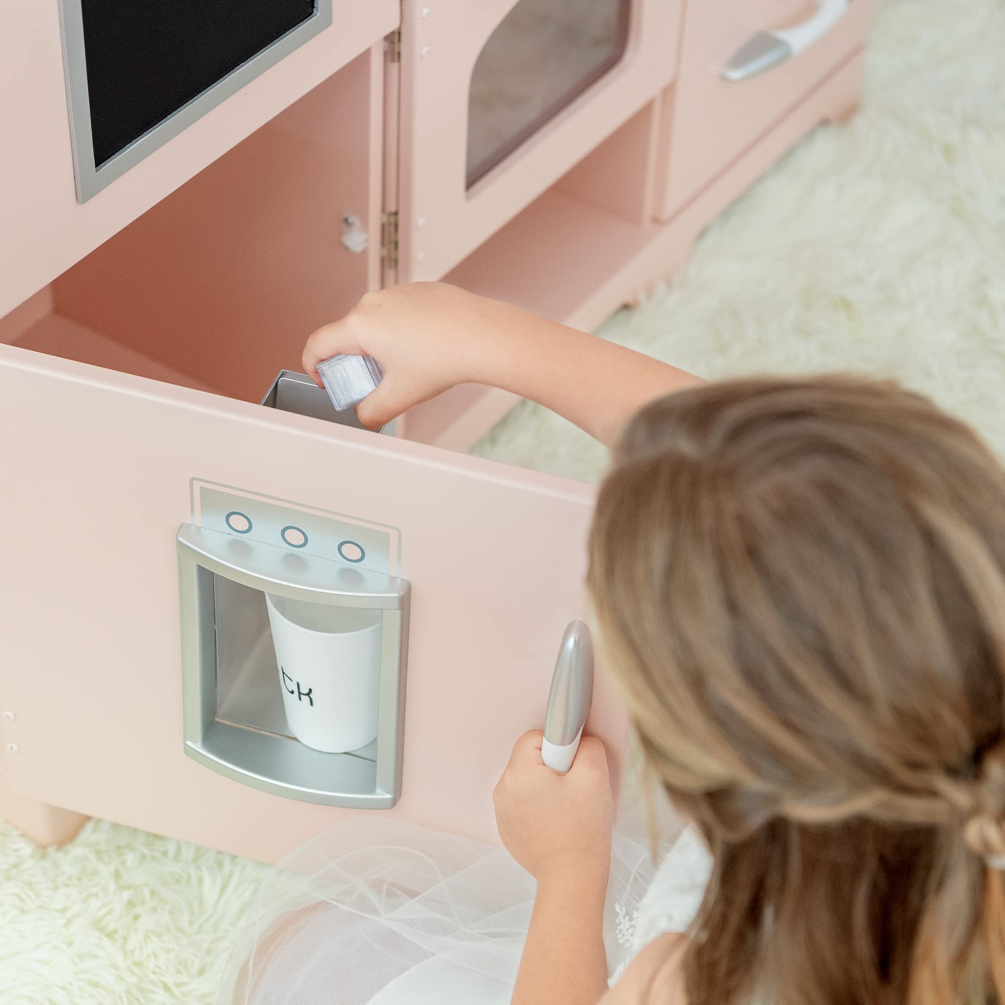 Teamson Kids Ró?owa Drewniana Kuchnia do Zabawy z Lodówk? od Play Kitchen TD-11413P