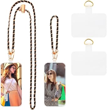 HOTEMIA Phone Lanyard with Wrist Strap Universal Phone Crossbody Chain Adjustable Cell Phone Strap Fashion Phone Wrist Lanyard Compatible with Most Smartphones for Women Girls Black