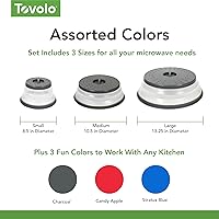 Vista 5 de Tovolo Cubierta de salpicaduras para microondas para alimentos, paquete de 3 (rojo manzana caramelo) – Tapa protectora de salpicaduras de silicona