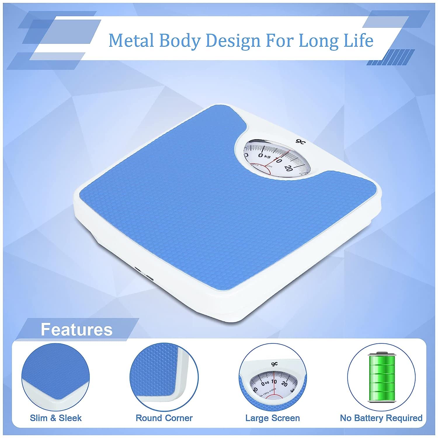GVC Iron-Analog Weighing Scale - Personal Health Checkup Fitness Weight Machine, 130 Kilograms, Blue - Image 2 thumbnail