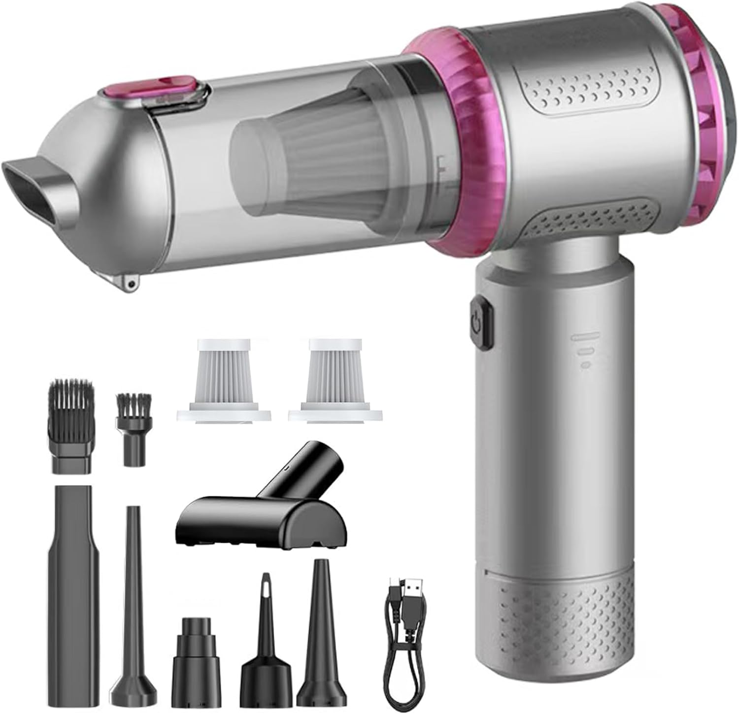 Handheld Car Vacuum Portable Cordless 22000PA, Mini Handheld Cordless Vacuum Cleaner 4-in-1 Compressed Air Duster 200000 U/min Hand Held Vacuum with Brushless Motor for Car, Home, Office,Camping