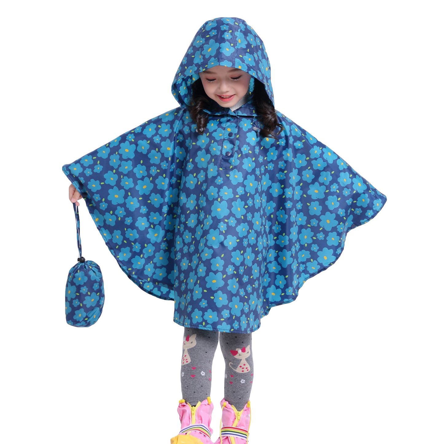 Bambini Impermeabile Giacca da Pioggia Poncho da Pioggia Bambina Incappucciato Riutilizzabile Cappotto di Pioggia Bello come Materiale e ha la Sua Sacca 1-12 anni