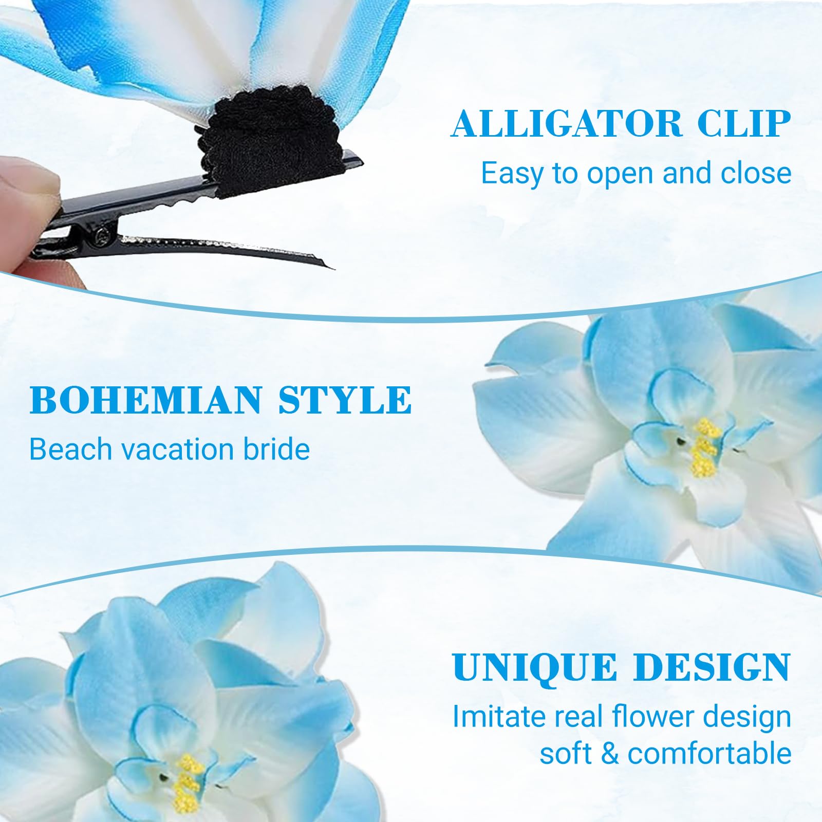 8pcs Flower Hair Clips, Hawaiian Beach Flower Hair Accessories, Bohemian Style, Realistic and Beautiful Shape - Image 3