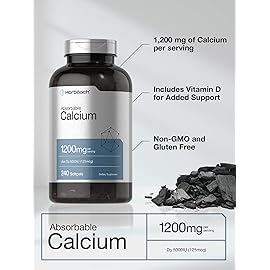 Horbach Calcium 1200 mg with Vitamin D3 | 240 Softgels | 5000 IU Vitamin D3 | Absorbable Calcium Supplement for Women and Men | Non-GMO, Gluten Free