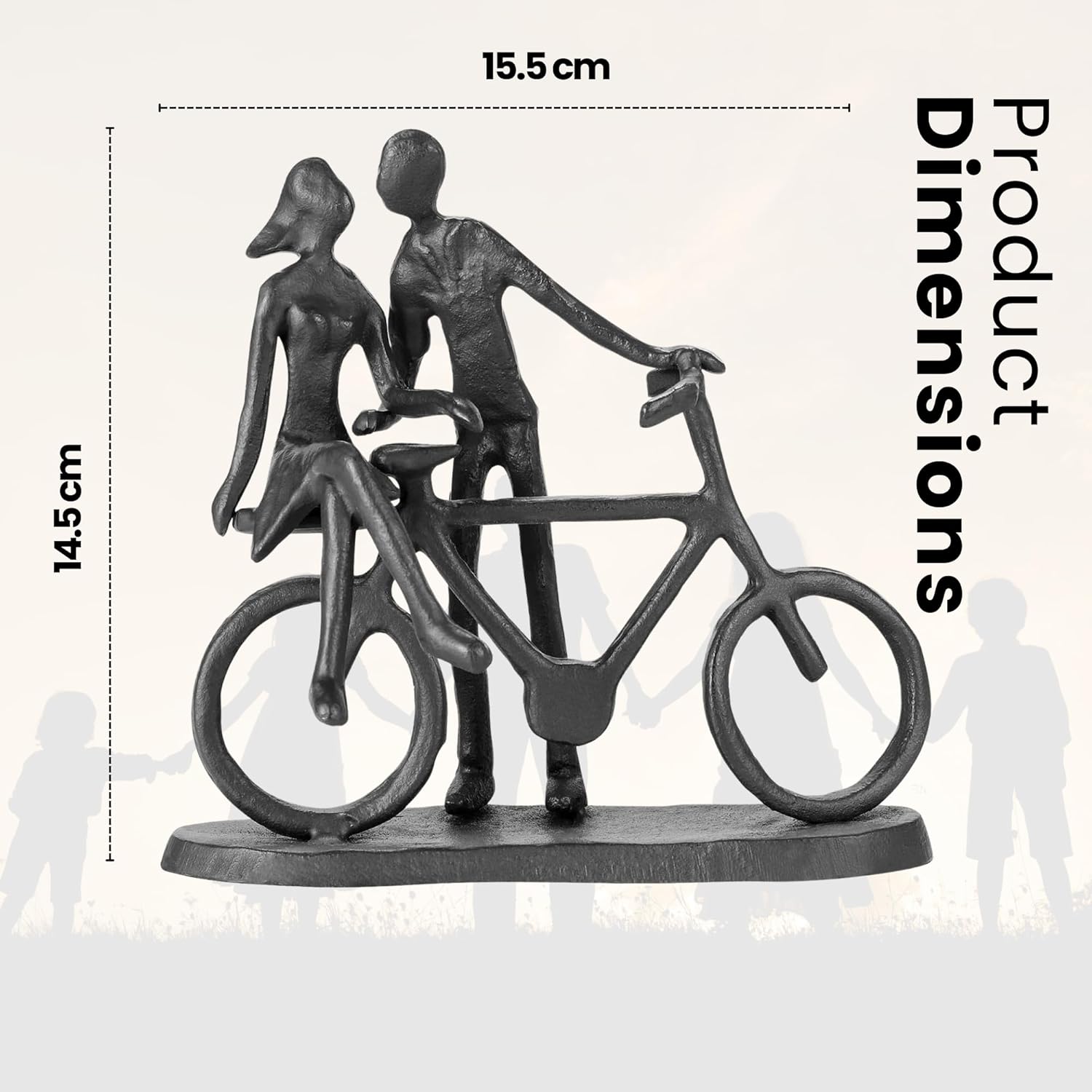 Bicycle Themed Gifts - Bike Couple Figurine Statue Black Hand Sculptures for Living Room Bicycle Wall Decor Iron Love Sculpture - Image 5