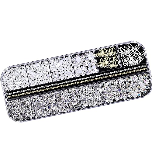 Miniatura 6 de BELICEY Nail Arts - Diamantes de imitación de perlas multiformas, decoración de uñas de metal dorado con dije de mariposa, piedras dimond para uñas,