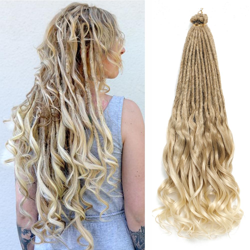 Aguacor Loose Wave Dreadlocks Synthetic French Curly Single Ended Dreadlock Extensions 24inches 20 Strands Thin Soft Spanish Curly SE Dreadlock
