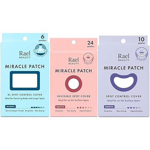 Rael Paquete de parches para acné, tamaño máximo  cubierta de control de puntos XL (6 unidades), cubierta invisible (24 unidades), cubierta de