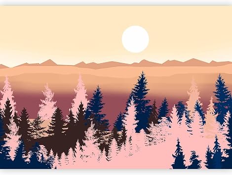 artgeist Premium Wall Mural Landscape 79x55 in - Non-Woven Wallpaper Fleece Wall Decor Photo Print Picture Image Design Home Mural Abstract Mountains Forest c-C-10066-a-a