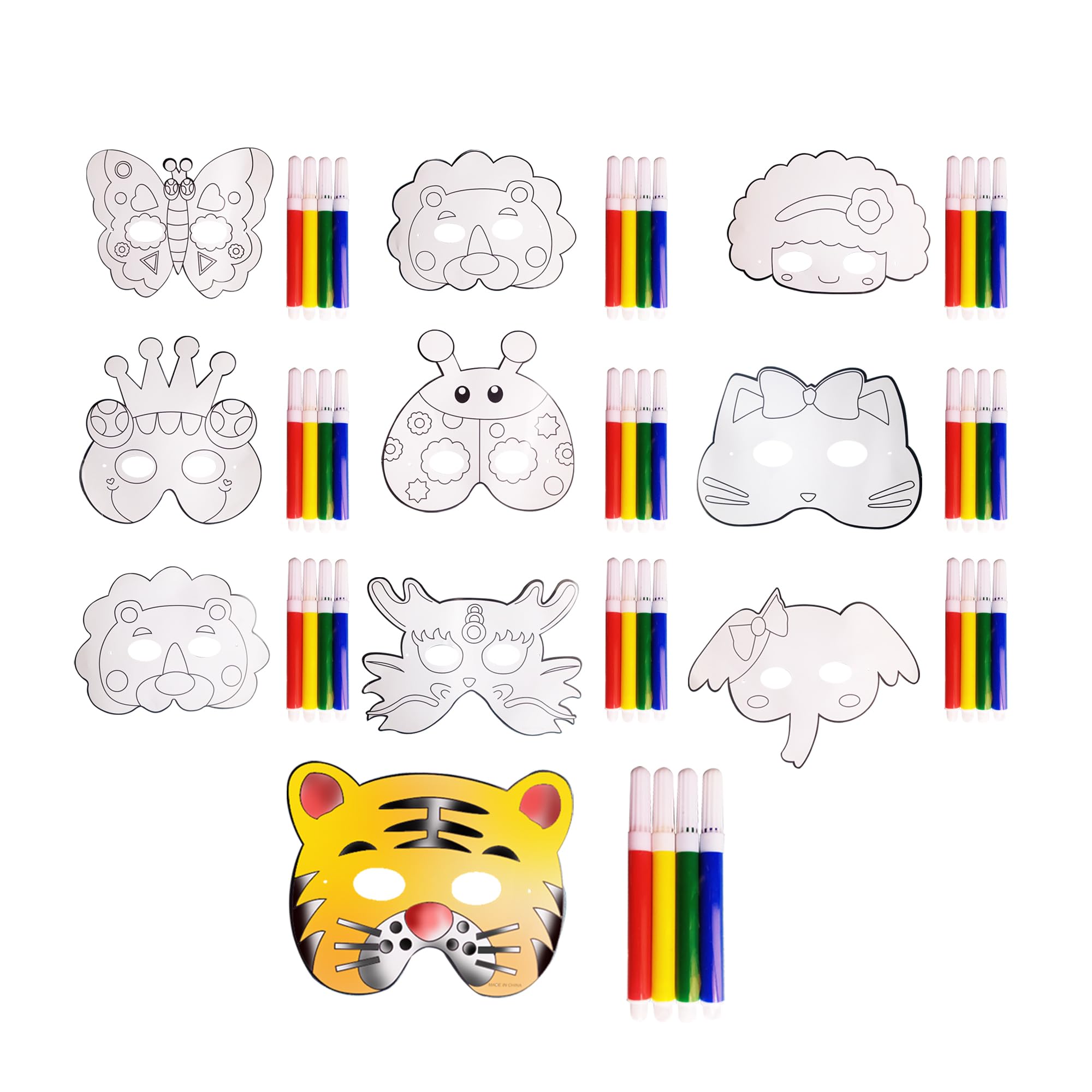 MONKEYTAIL DIY Colouring Eyemasks with Sketch Pens as Birthday Return Gifts | Set of 10 | Activity Art Craft Toy | for Kids of All Age Group