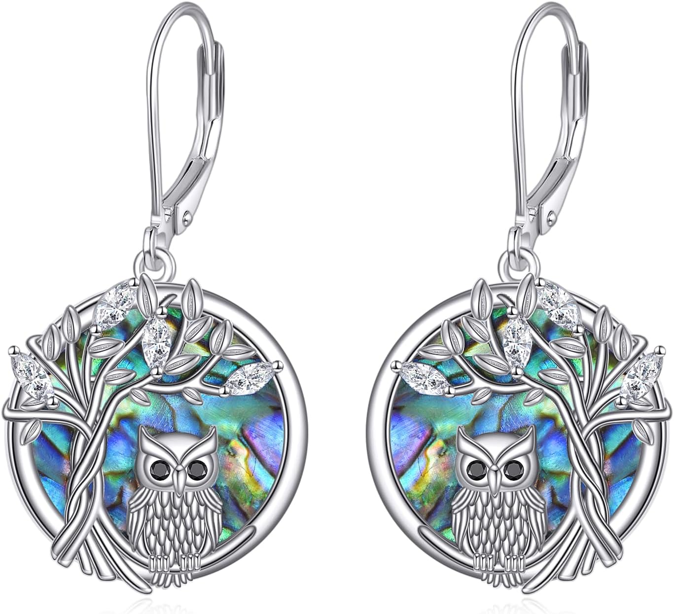 Owl Earrings 925 Sterling Silver Tree of Life Dangle Owl Jewelry Gifts for Women