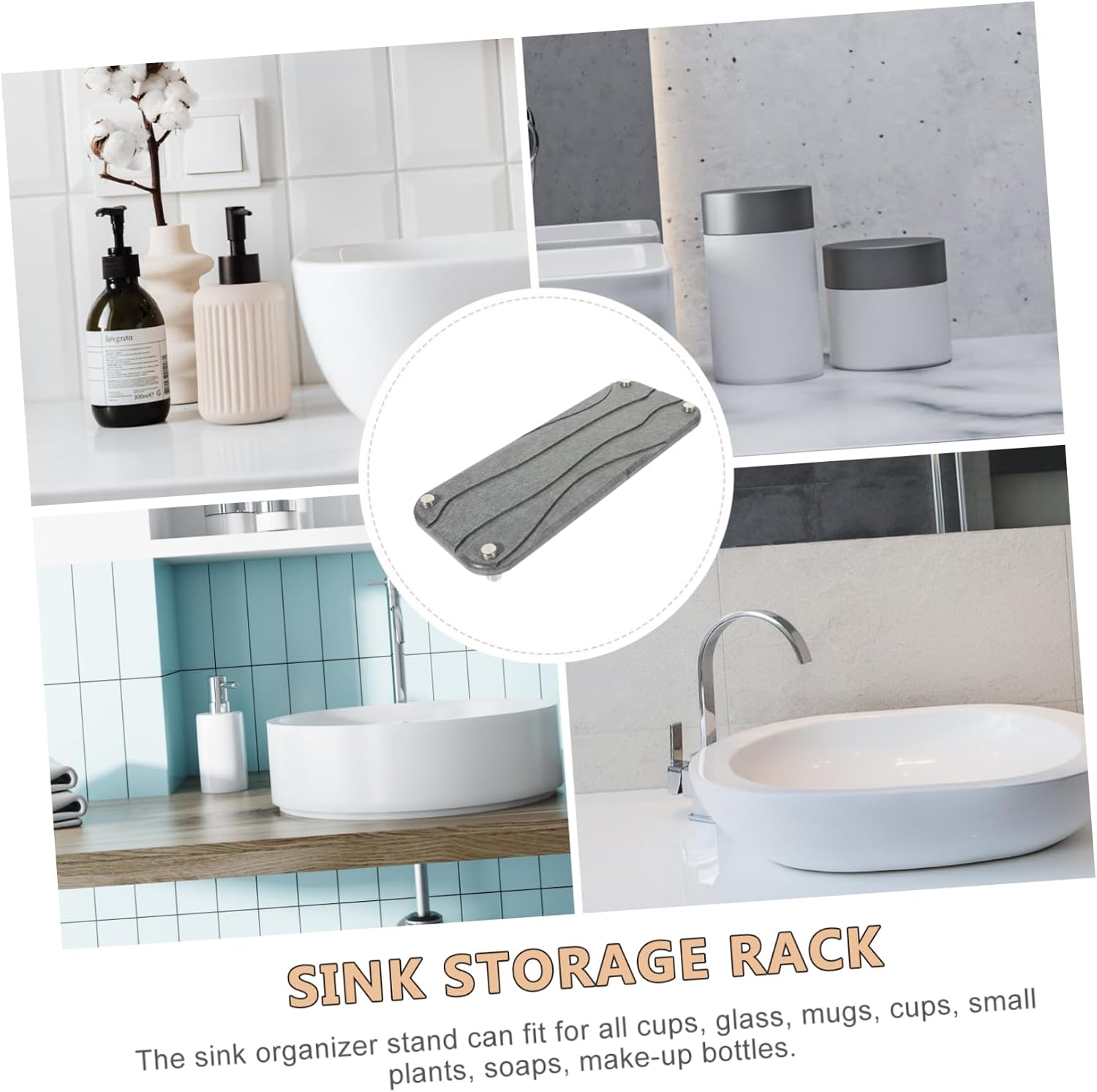 Kichvoe Kitchen Sink Organizer Non- Absorbent Cup Drying Rack for Bathroom and Kitchen Counter Deep Design Fast-drying Space-saving Tabletop Storage