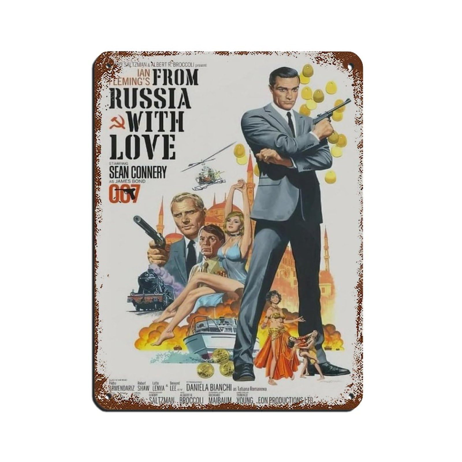 PLAQUE DÉCORATIVE EN MÉTAL ÉTAIN FILM JAMES BOND 007 30X20 CM