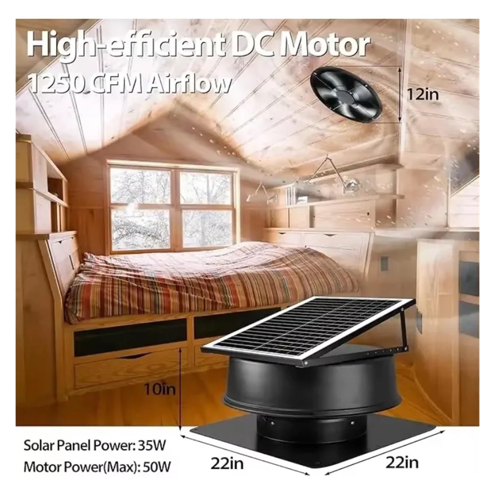 DC Solarenergie Industrieanlage Dach Wärmeabzug Belüftung Klimaanlage Dachboden Abluftventilator Effektive BelüFtung(35W)