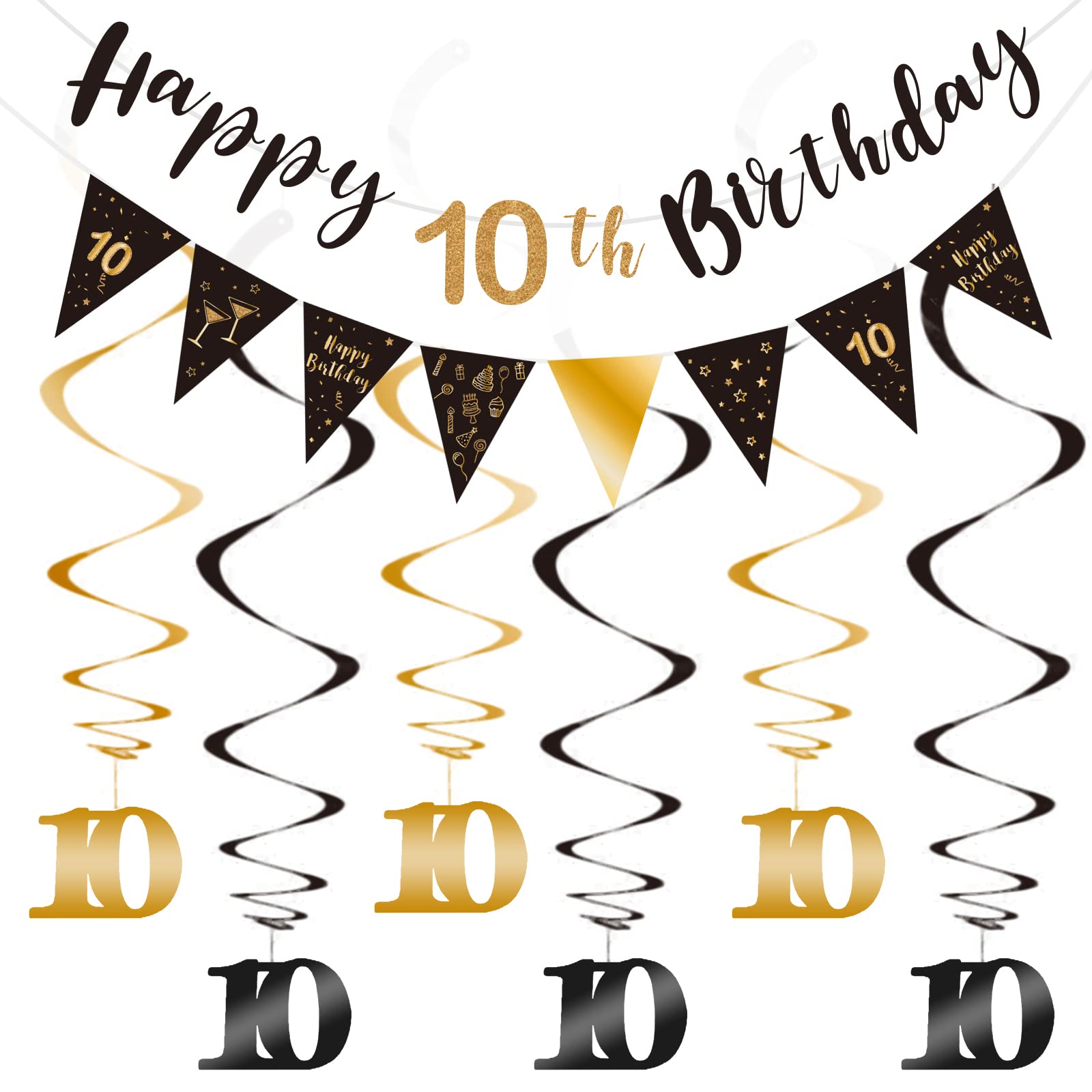 Decorazione per il 50° compleanno da donna, kit di decorazione per feste di 50° compleanno in oro rosa, include striscione per 50° compleanno, bandiera triangolare, striscione da appendere, vortici