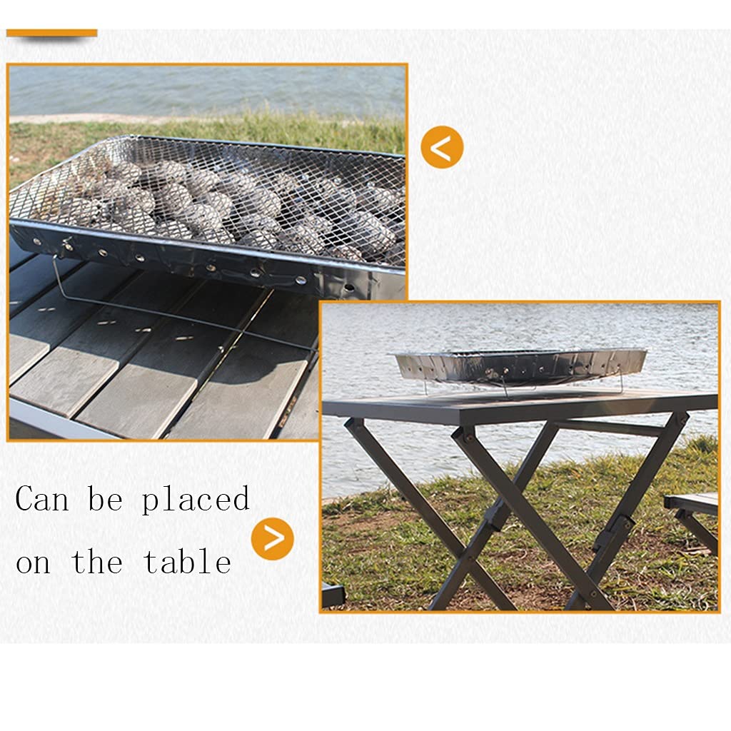 Parrilla de carbón para barbacoa, parrilla desechable, portátil y duradera, adecuada para camping, playa, reuniones al aire libre (tamaño: 48 x 31 x 6 cm) parrilla de barbacoa (color: natural)