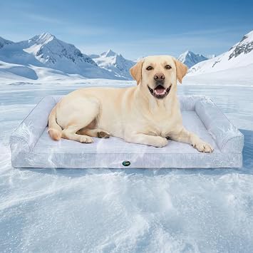 Ownpets Cooling Dog Bed for Large Dogs, 48"x32" Orthopedic Foam Pet Bed with Bolsters, Removable Washable Cover, Protective Inner Liner, Non-Slip Bottom