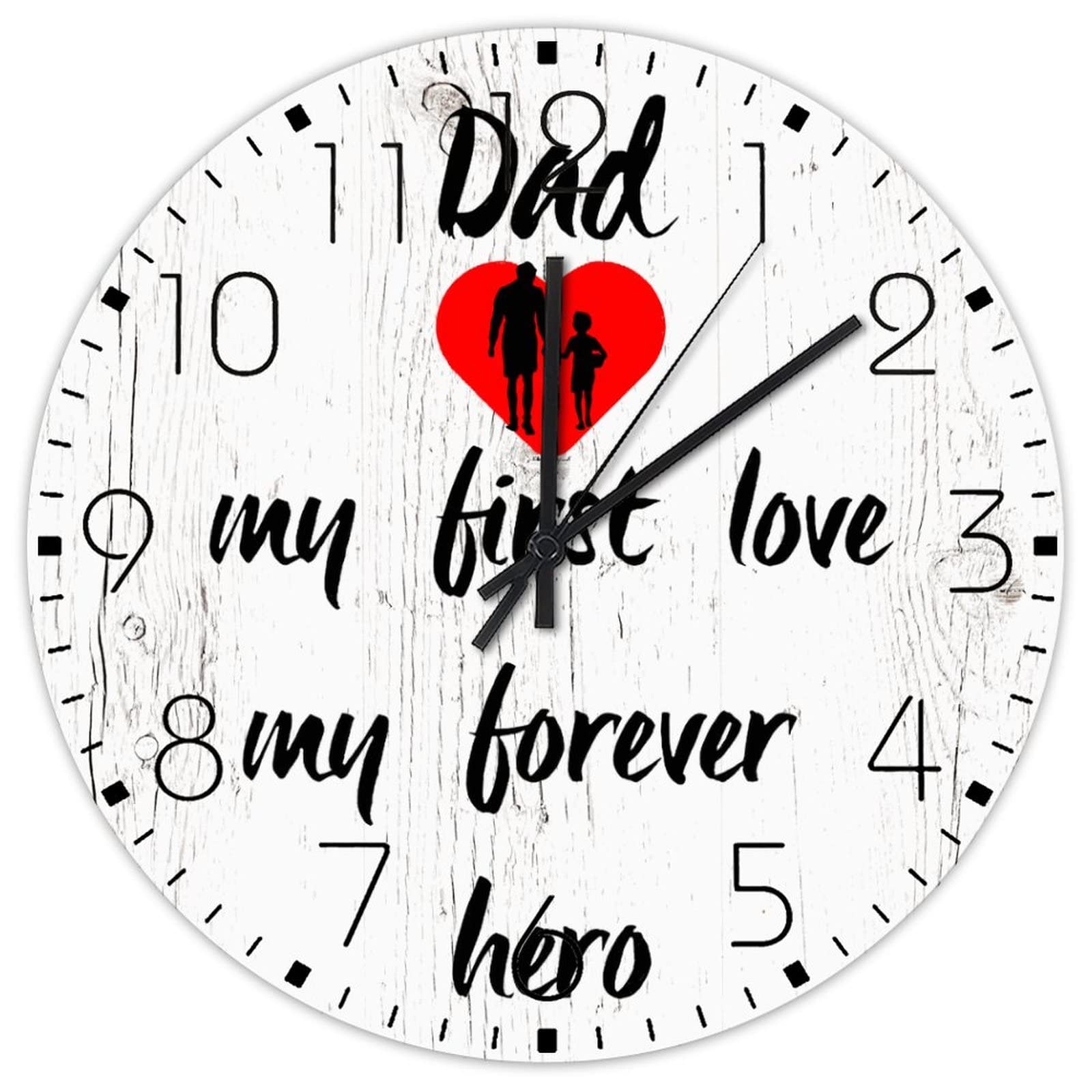Horloge murale en bois Dad My First Love : idée cadeau fête des pères touchante pour le salon