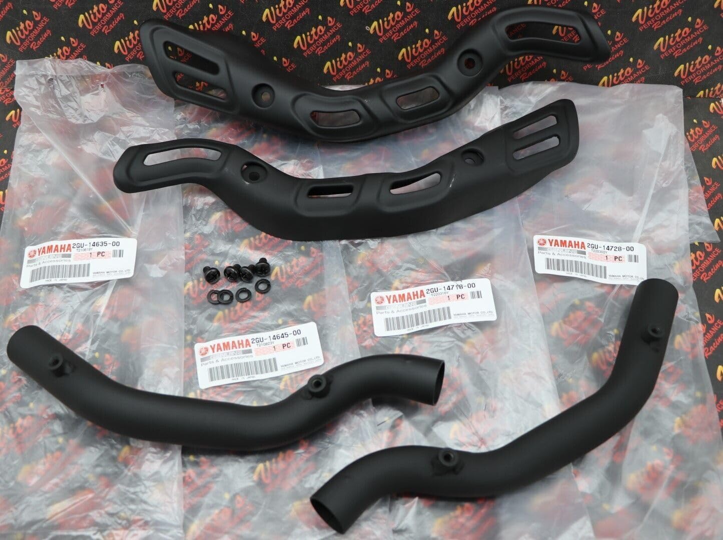 fits Yamaha Banshee HEAT SHIELDS + mid pipes OEM factory exhaust pipes + bolts