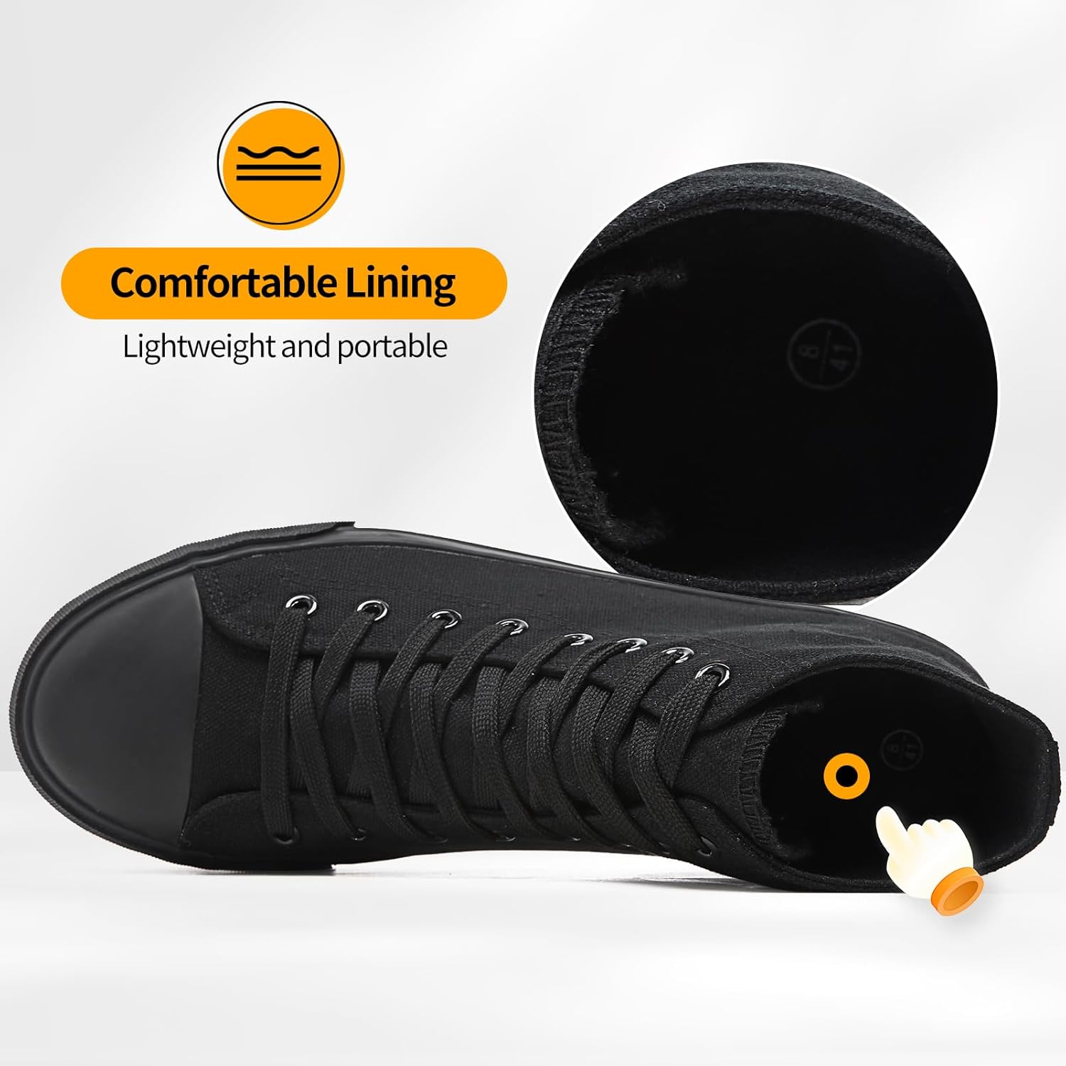 ZGR Men's High Top Canvas Sneakers Lace Up Classic Casual Walking Shoes - Image 5