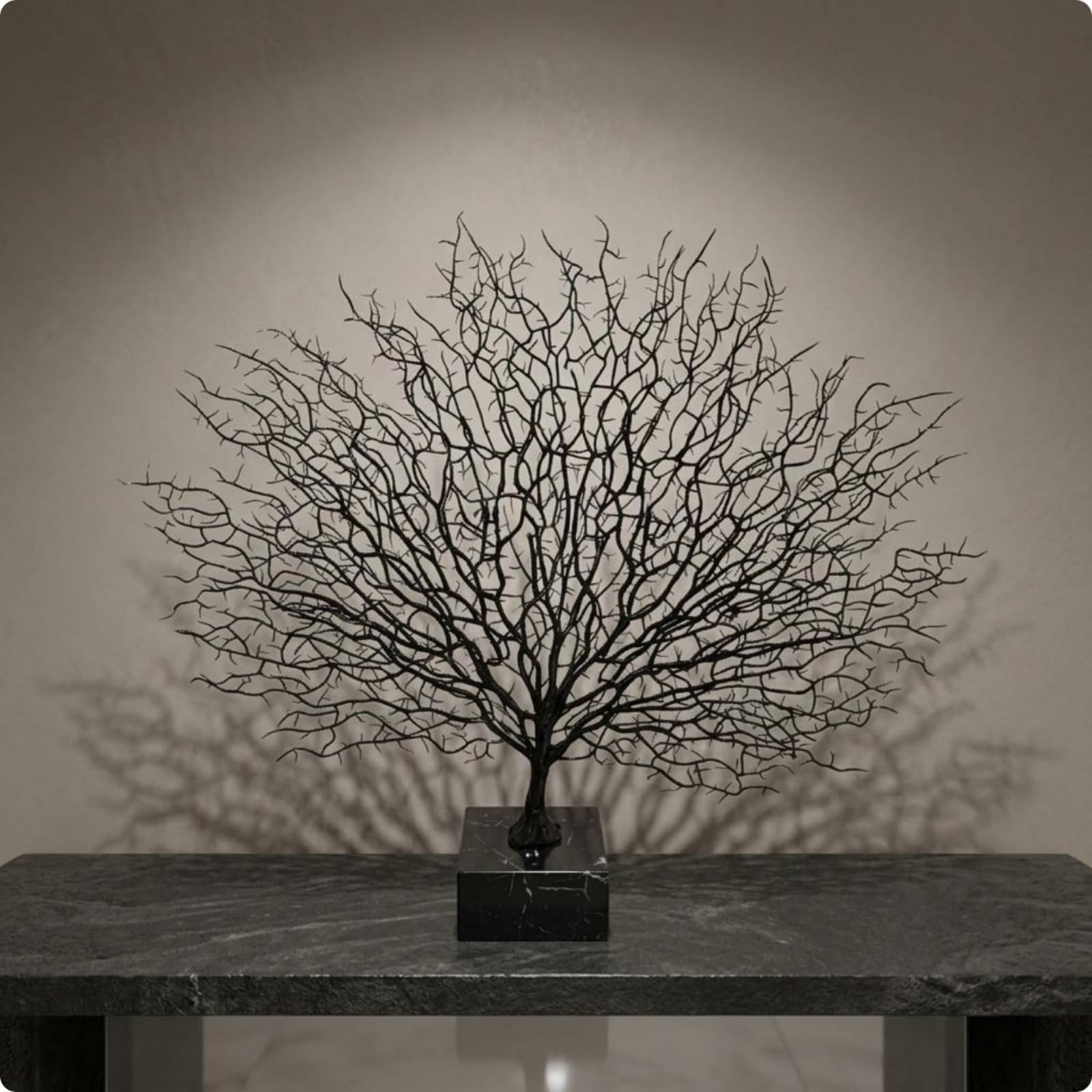 predolo Escultura de Mármol Coral Decorativo Adorno Centro de Mesa con Base Sólida y Estructura Metálica Estilo Moderno Adecuada para Consola Estantería Recibidor Oficina Hotel, Alto