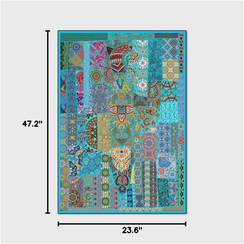 Vintage Boho Area Rugs Multicolor Ethnic Style Geometric Splicing Carpets Bedroom Living Room Kitchen Floor Mats Indoor Outdoor Non-Shedding Runner Rug Home Décor Carpet 2' X 4'
