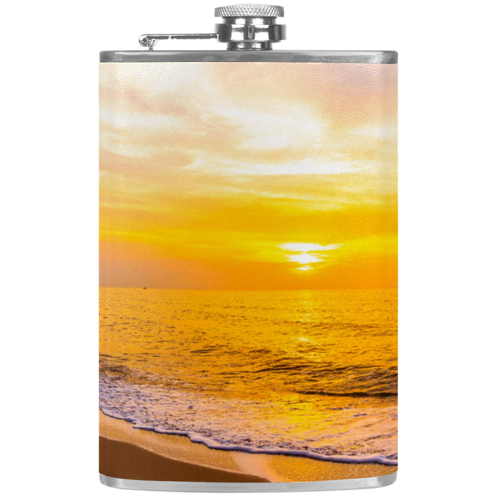 Flasque à whisky de poche en cuir pour camping et pêche avec entonnoir