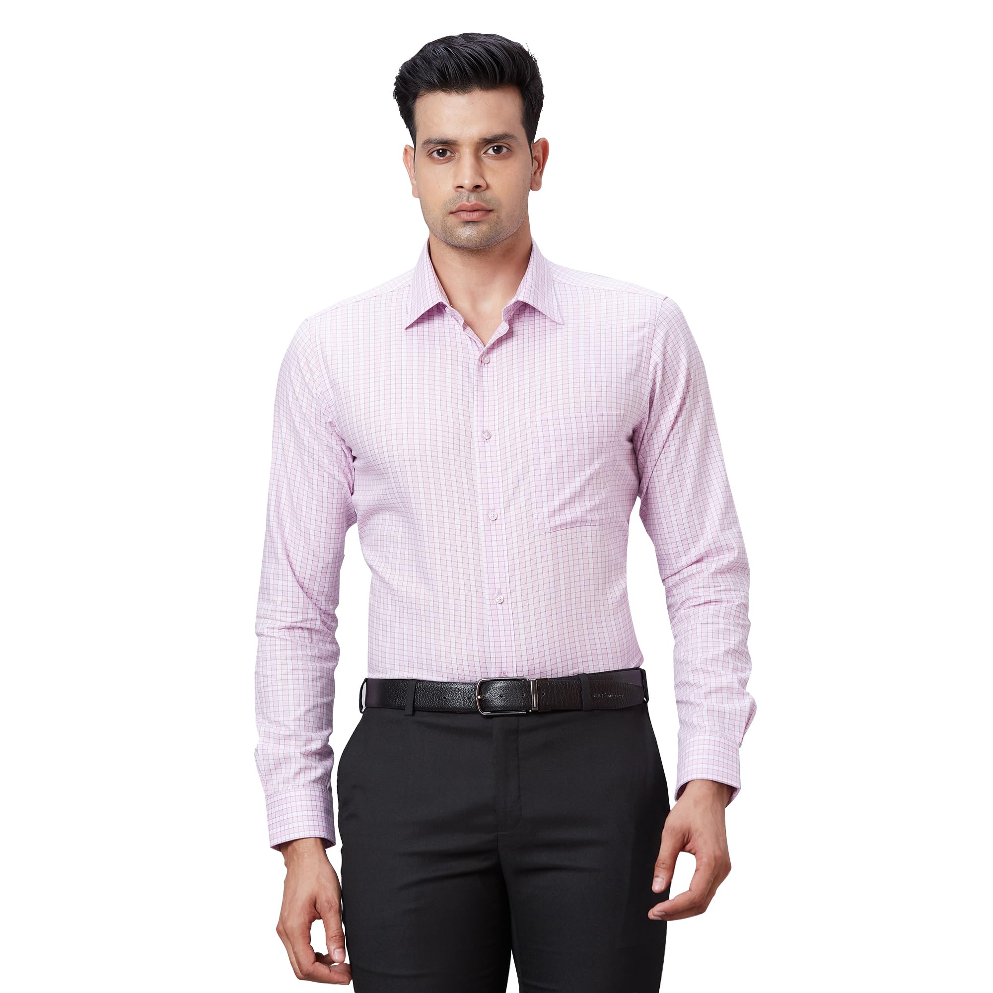 RaymondMen's Pure Cotton Structure Pattern Slim Fit Semi Cutaway Collar Full Sleeve Formal Shirt