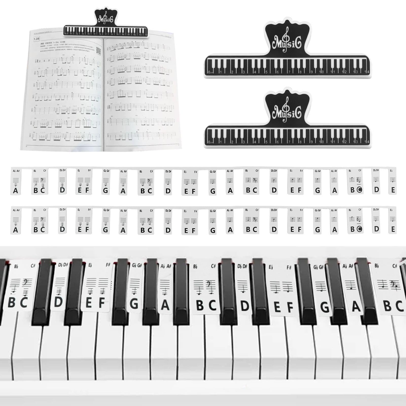 Amazon.com: 2 Removable Piano Keyboard Note Labels for 88 Key + 2 Sheet Music Clip, Silicone Reusable Piano Notes Guide for Beginner Memorize Notes Keys Positions(Black White) : Musical Instruments amazon-com-2-removable-piano-keyboard-note-labels-for-88-key-2-sheet-music-clip-silicone-reusable-piano-notes-guide-for-beginner-memorize-notes-keys-positions-black-white-musical-instruments