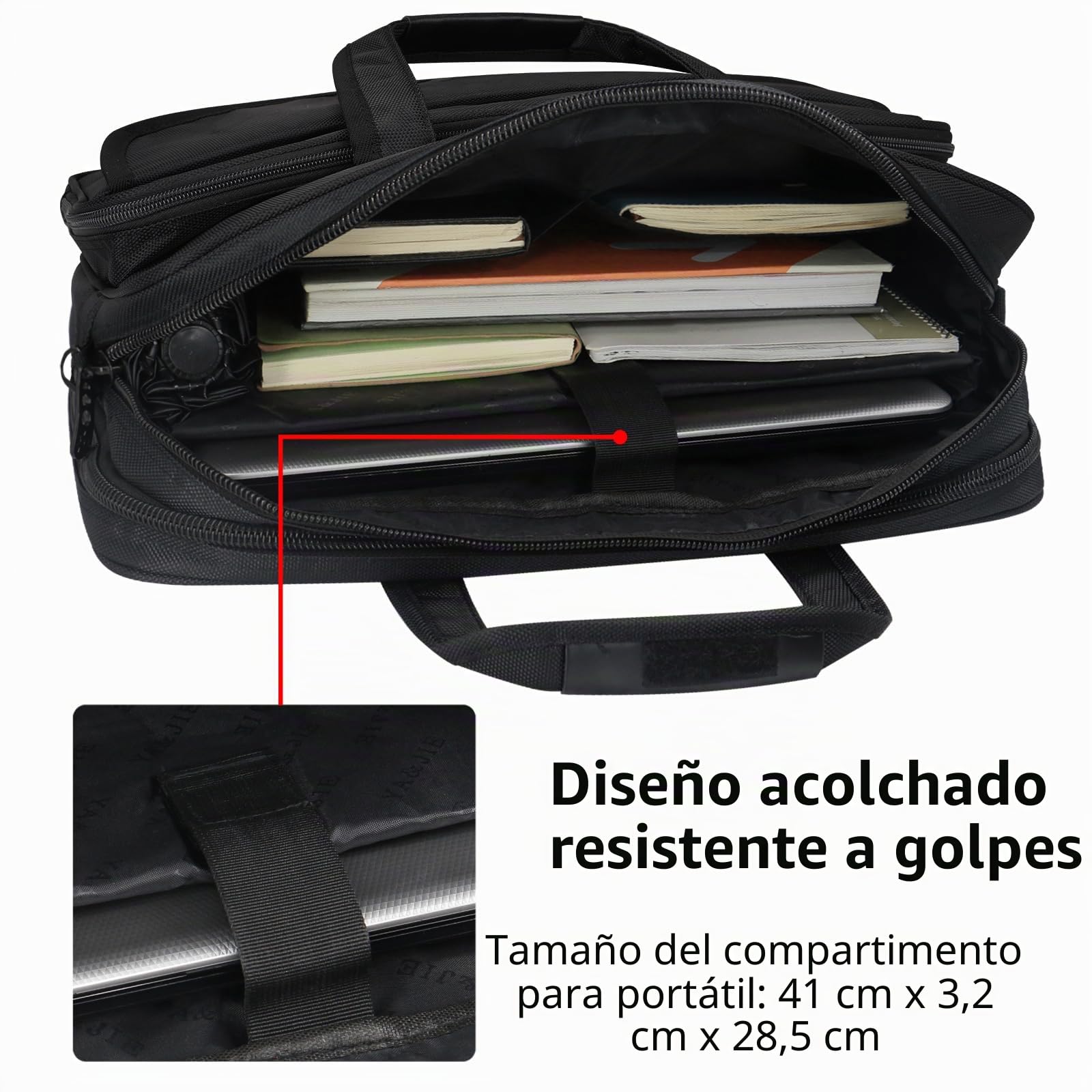 Taygeer Maletin Portatil 17 Pulgadas, Bolsa Ordenador Portatil Impermeable Bolsa de Trabajo para los Hombres Mujeres Profesores Viajes de Negocios Universidades, Negro
