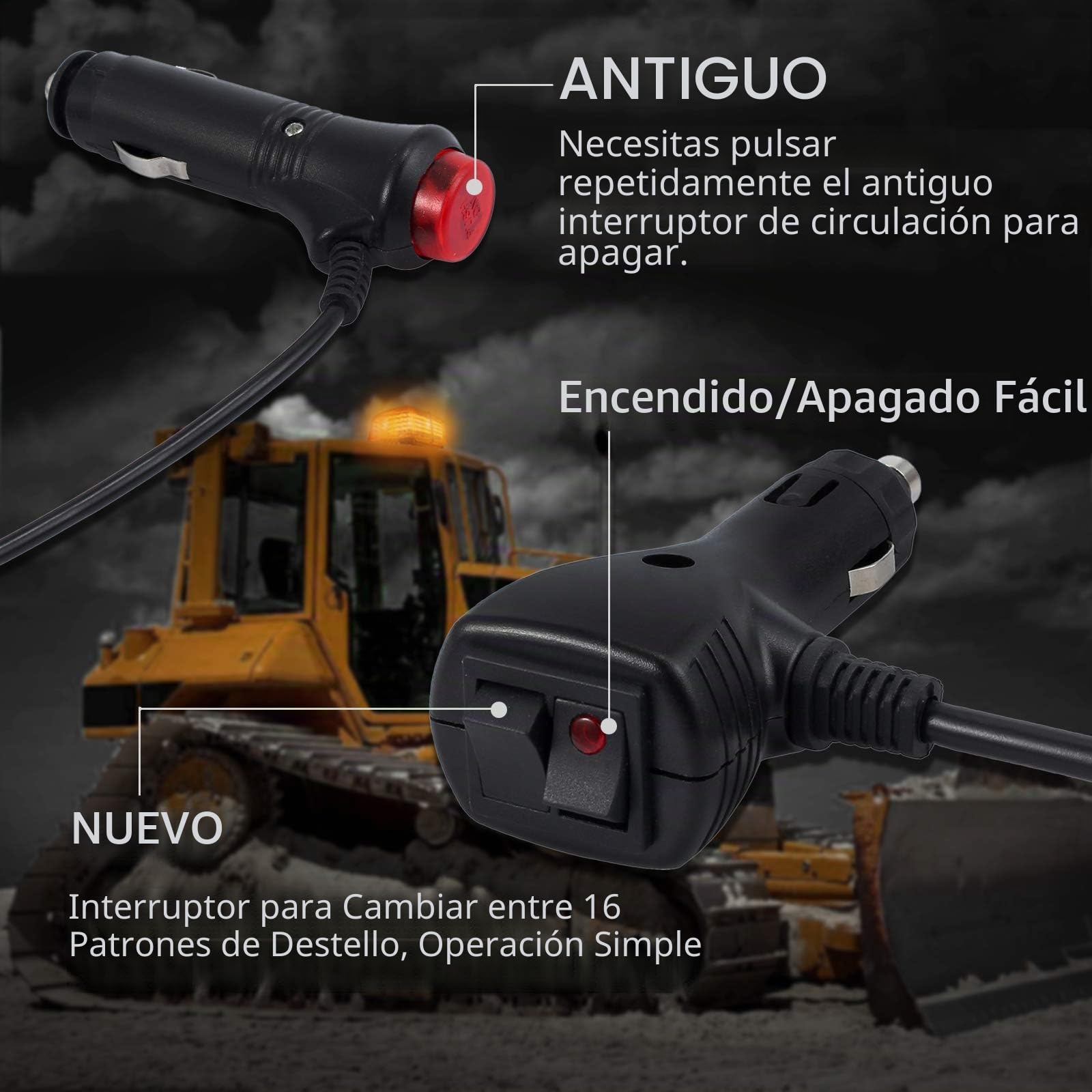 Justech 56 LEDs Luz de Advertencia de Emergencia con 16 Modos de Flash, Barra de Luz Estroboscópica Impermeable con Interruptor de Control de Pantalla Digital para 12V 24V Vehículo Remolque Camión