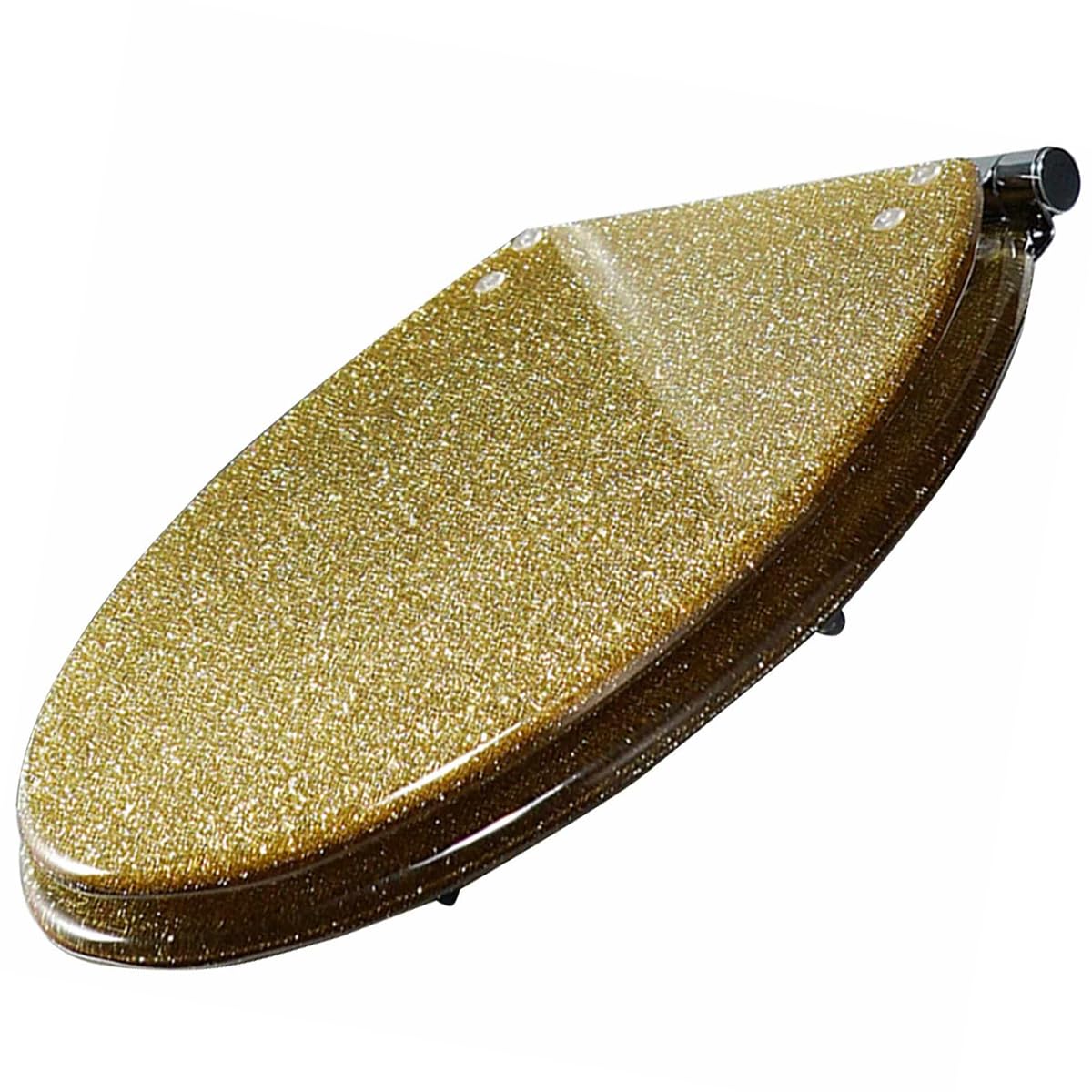 Ldhsjh Gold El Elongated Toilet Seat, Hinges Quiet Close Release Easy Clean Heavy Duty, Adjustable, Lightweight, Durable, Portable, User-Friendly, Compact, Bathroom, Decorative, Sparkly, Resin