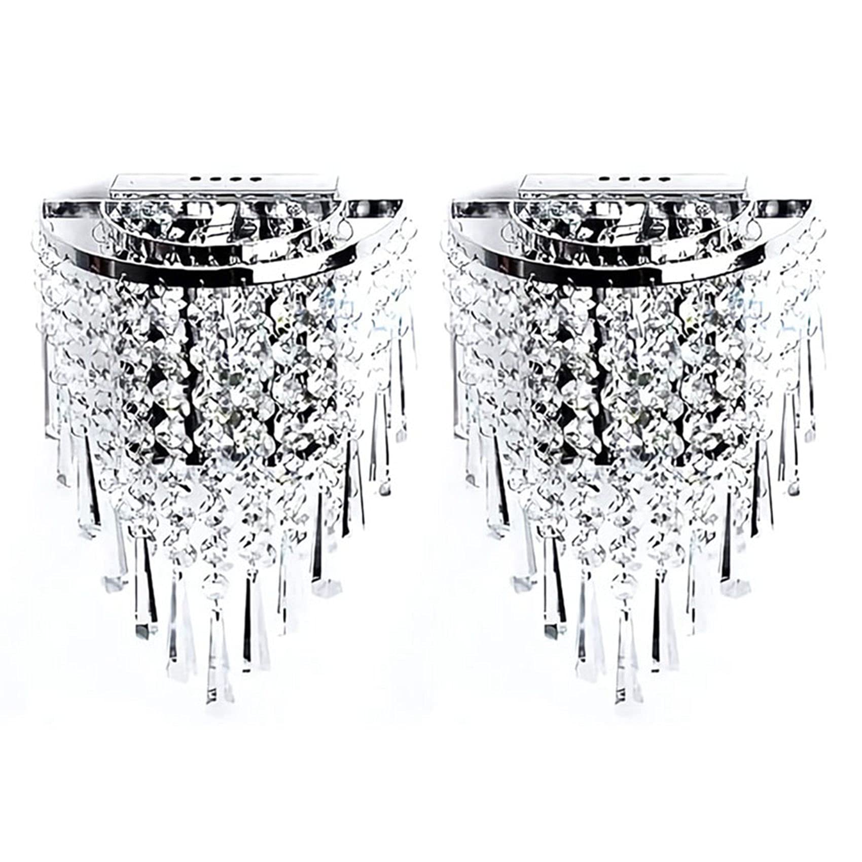 Jojomino Silver 2X Modern Crystal Wall Lamp Chrome Sconce Wall Light For Living Room Bathroom Home Indoor Lighting Decoration