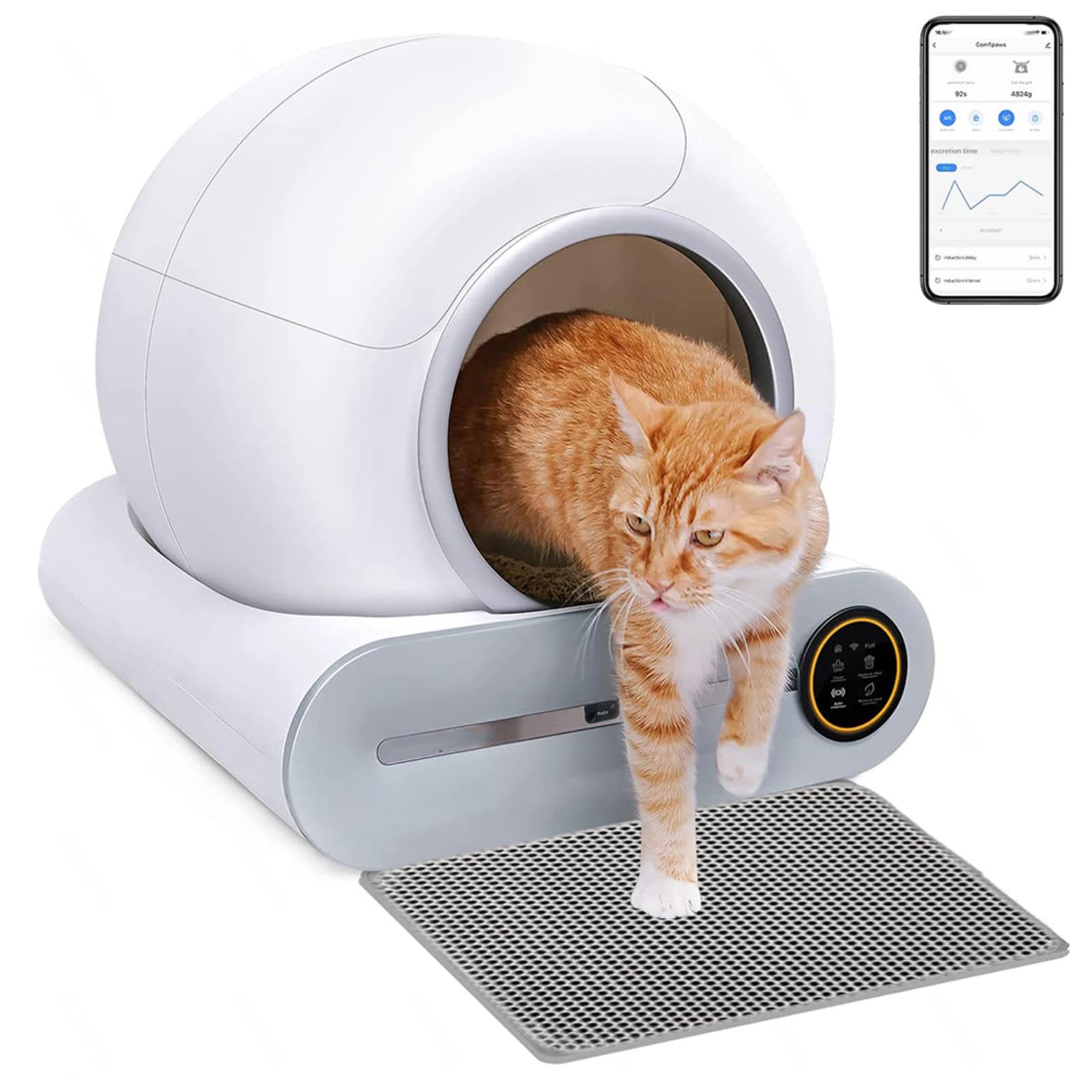 Amazon | 自動猫用トイレ, 65L超大内部空間 大容量ゴミコンテナ 自動