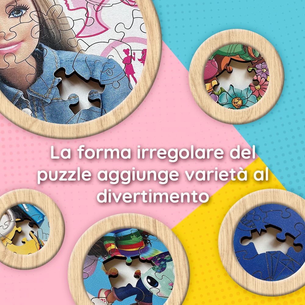 Trefl - Puzzle in Legno: Frozen, Il Regno di Ghiaccio Preferito - 50 Pezzi, Puzzle ad Incastro Wooden Puzzle, Forme Irregolari, 10 Personaggi, per Bambini dai 5 Anni