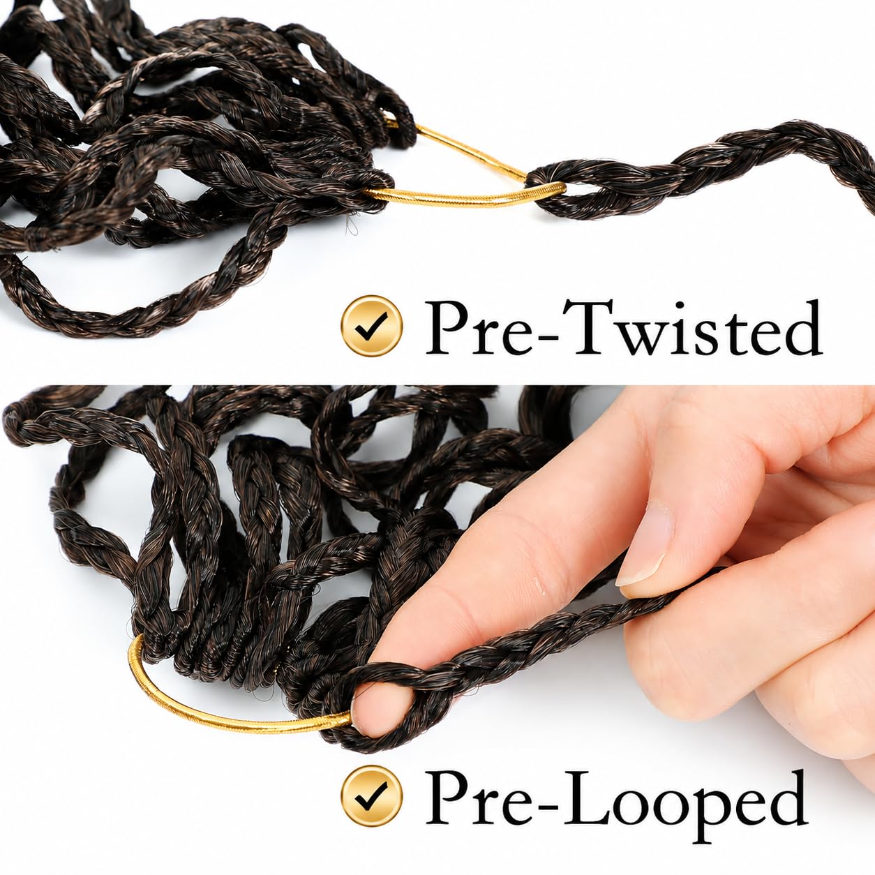 PRE LOOPED Gogo Curl Braid Hair - Haarverlängerungen zum Flechten mit Crochet im Echthaar-Look Kanekalon - 450 g 120 Strähnen auf 6 Stück + 3 Zubehör inklusive (T30, 18"45cm)