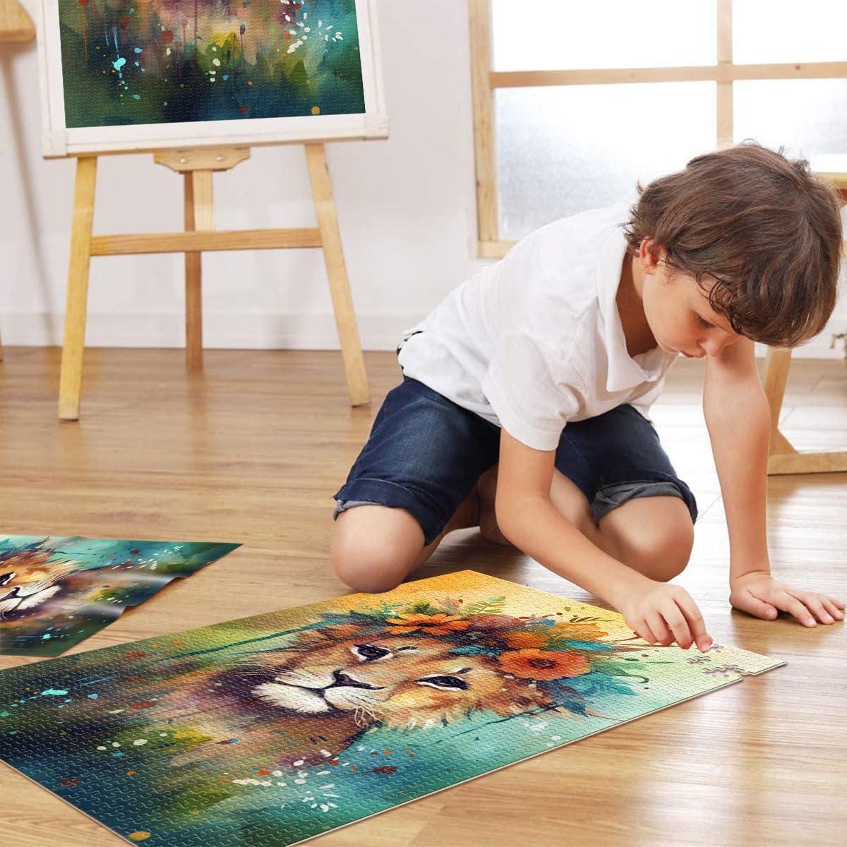 Puzzle 2000 pièces pour Adultes Puzzle Bébé Lion Jeux éducatifs Difficile à compléter mais Amusant et Humoristique 27,56 po x 39,37 po pour Adolescent 14+