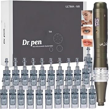 Dr.Pen M8 Microneedling Pen Wireless Professional Micro Needling Pen Skin Care Tool Kit Derma Pen for Face and Body 6 Speeds with 22 Cartridges 11-Pin 16-Pin 24-Pin 36-Pin Nano Round