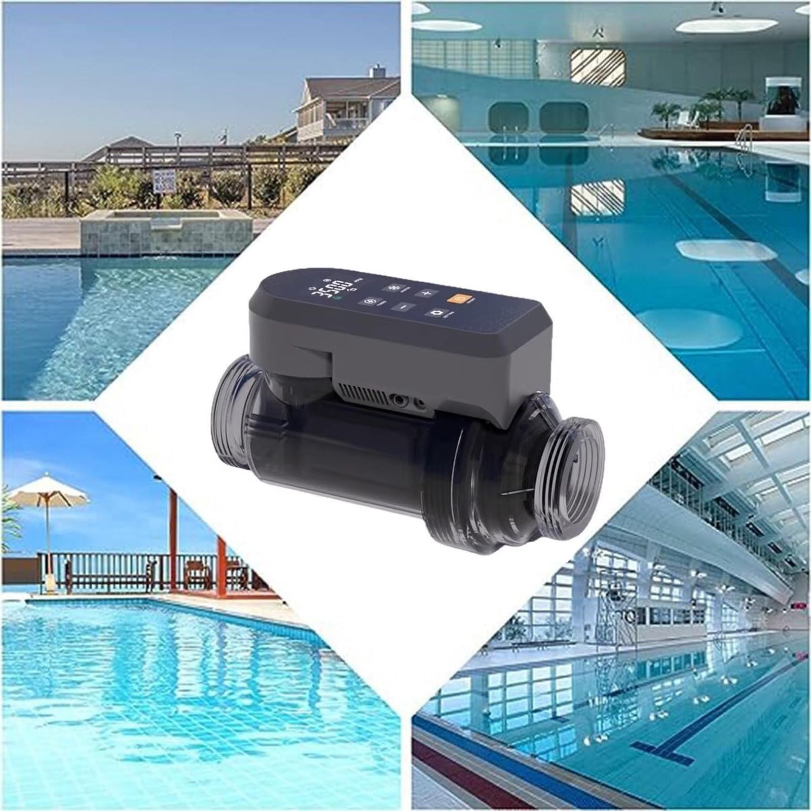 Système d'Électrolyse Au Sel pour Piscines, Générateur De Chlore Au Sel De Grande Capacité, Système d'Électrolyse Au Sel Intelligent avec Panneau Numérique Intelligent,withoutAPPcontrol-50g/h(40K~60K)
