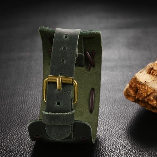 Miniatura 6 de OIDEA Reloj vintage de cuero punk para hombre retro steampunk hip-hop banda ancha brazalete de cuarzo analógico reloj de pulsera de Halloween