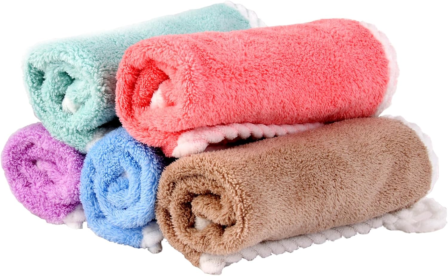 Coral velvet flannel Face Cloth 5 Pcs Soft Face Cloths Cotton Wash