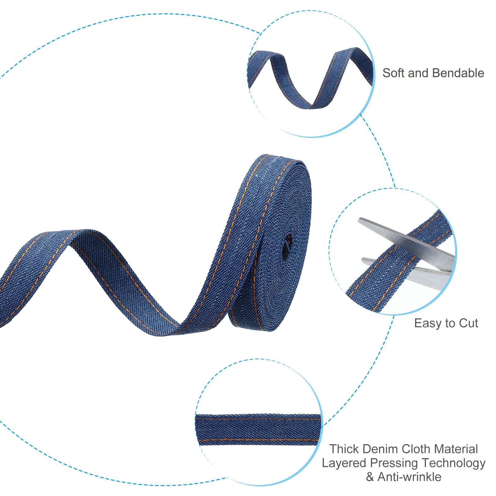 PATIKIL 3/5" Denim Ribbon - Image 3