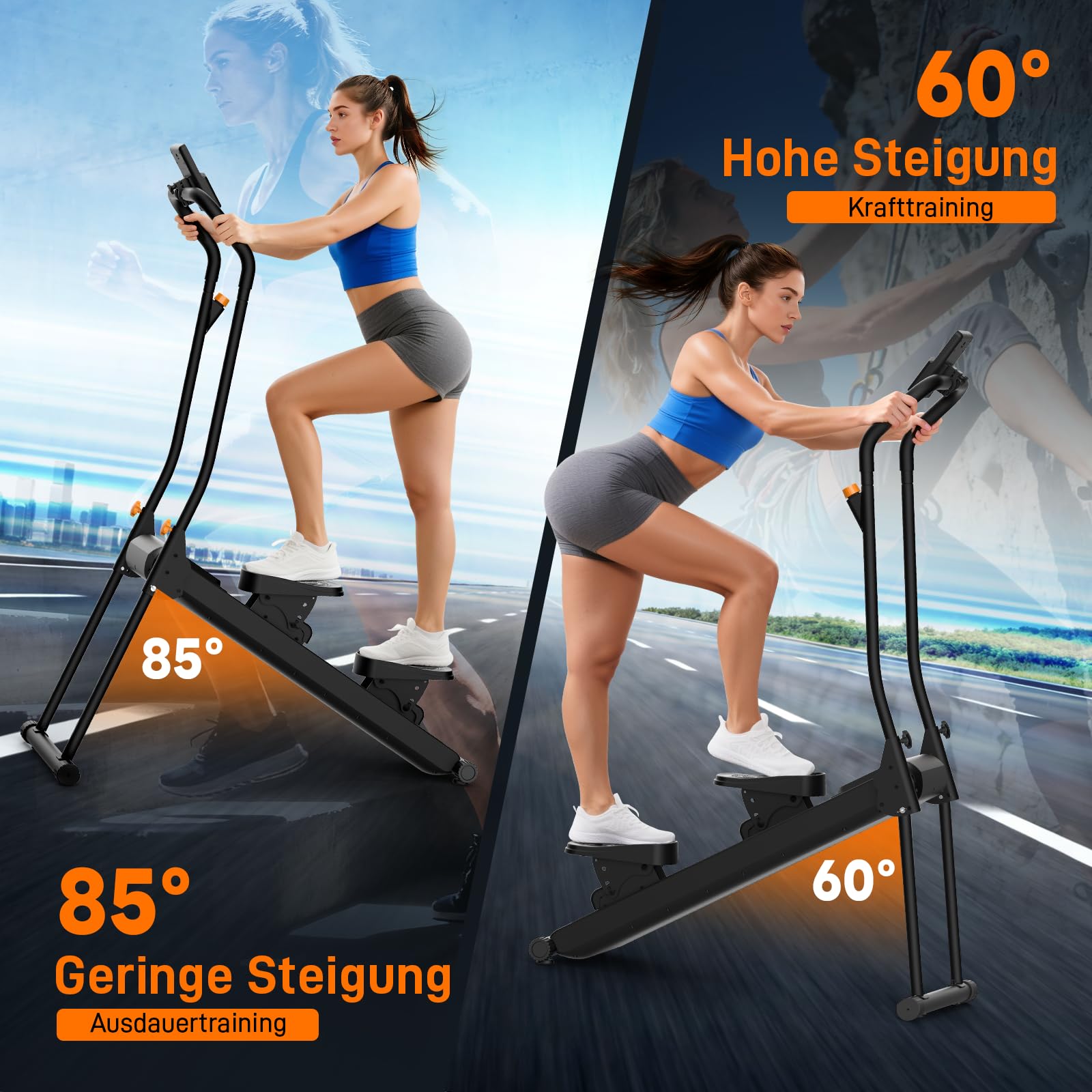 HXD-ERGO 2025 Magnetischer Stepper für Zuhause, Leiser Faltbarer Treppensteiger mit Einstellbarem Rahmen & Pedalwinkel, Ganzkörpertraining Heimtrainer(Dunkelgrau)