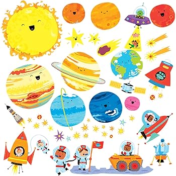 DECOWALL DAT-1307L Planetas en el Espacio Vinilo Pegatinas Decorativas