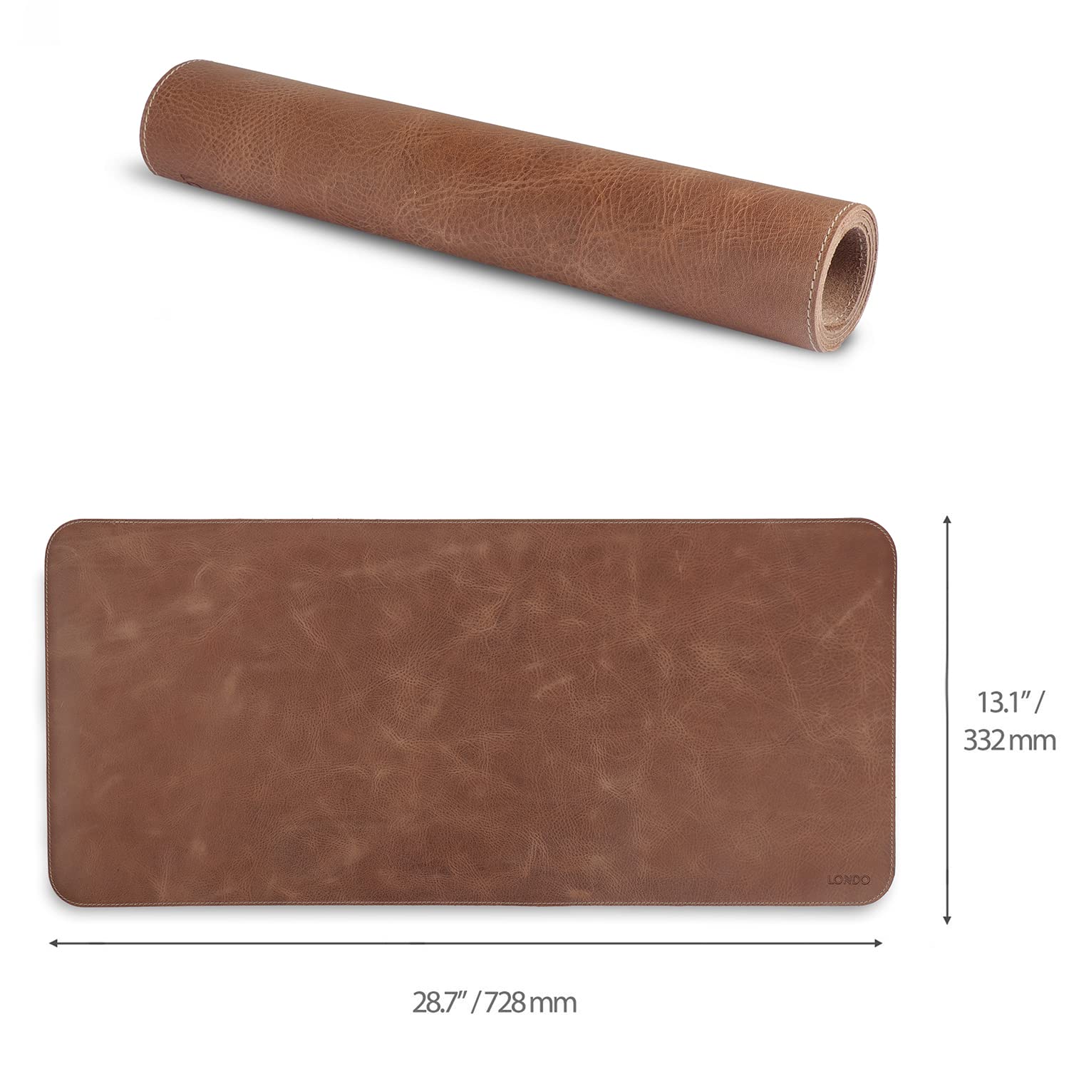 Londo - Skórzana Podkładka Pod Mysz Na Biurko Bardzo Duża - Norka, 332D x 728S mm