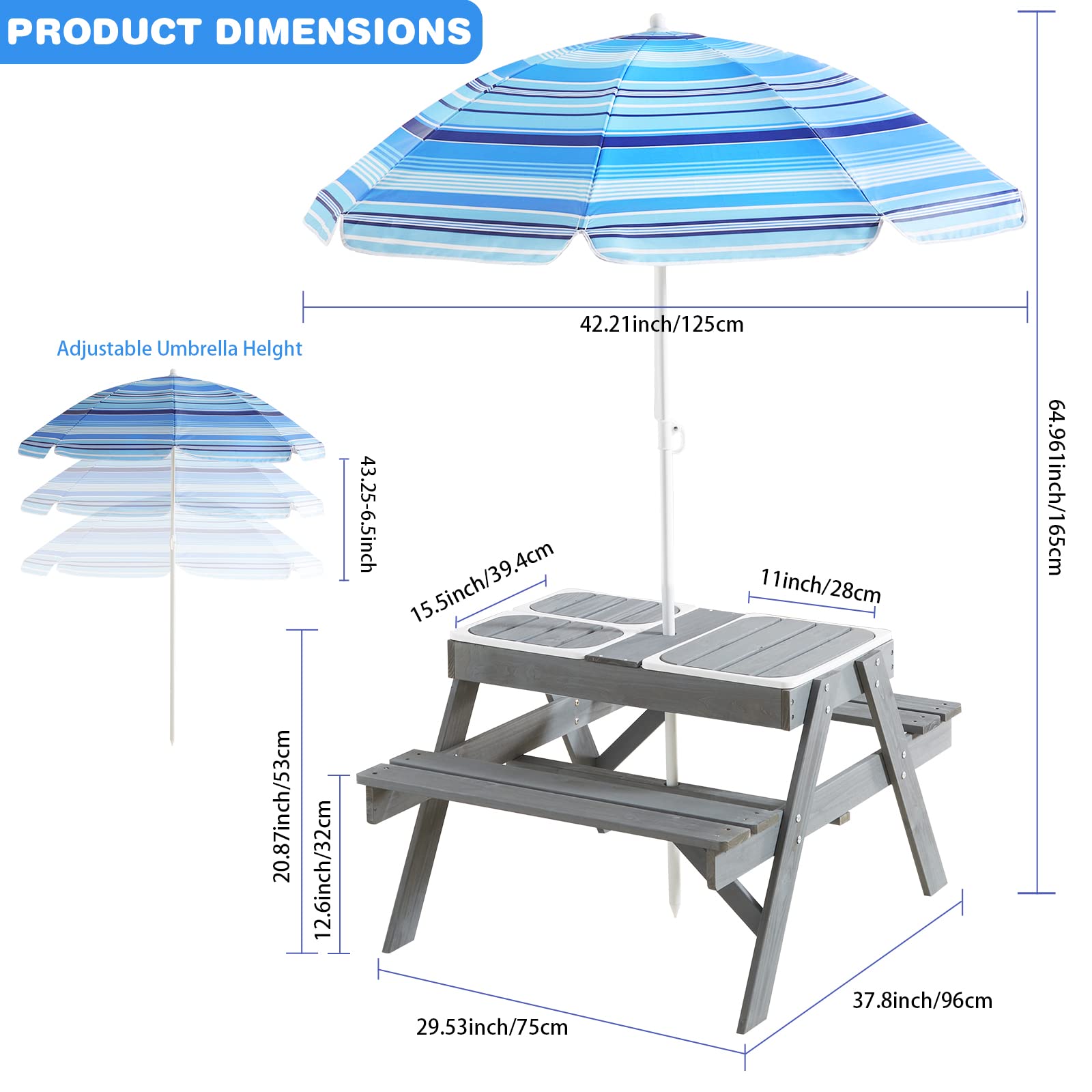 Little Tikes Dortala Kids Picnic Table, 3-In-1 Water Sand