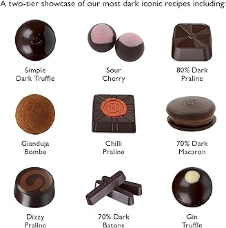 Hotel Chocolat Dark Cabinet - 59 Of Our Finest Dark Chocolates, 540g - Chocolate Box - Suitable For Vegetarians - Gifts For Birthday, Thank You, Congratulations, Anniversary