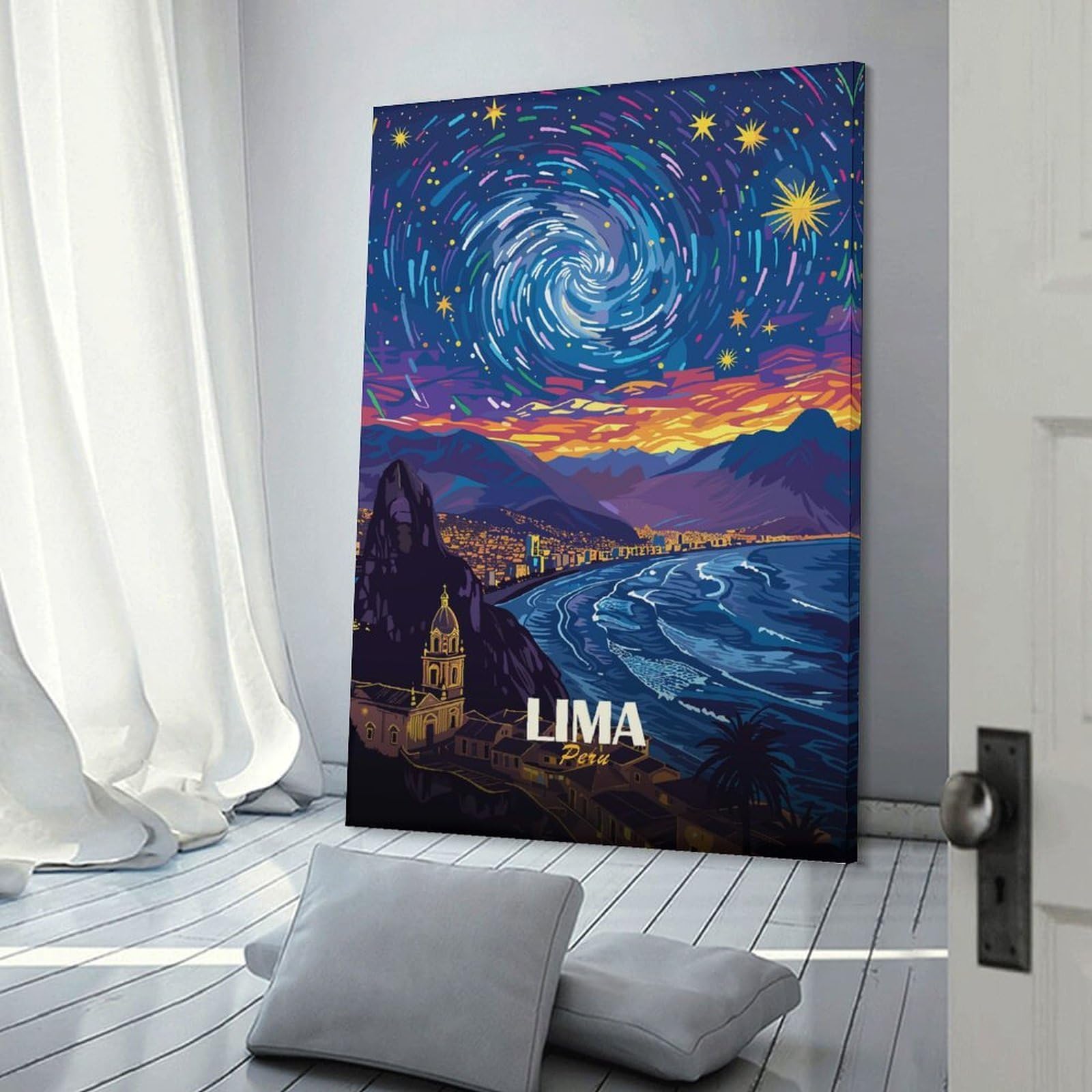 Junmoney Wall Art Print Lima Peru Travel, 24x36inch(60x90cm), for Living Room, Lounge Or Sitting Room, Eye Catching Artwork for Blank Walls